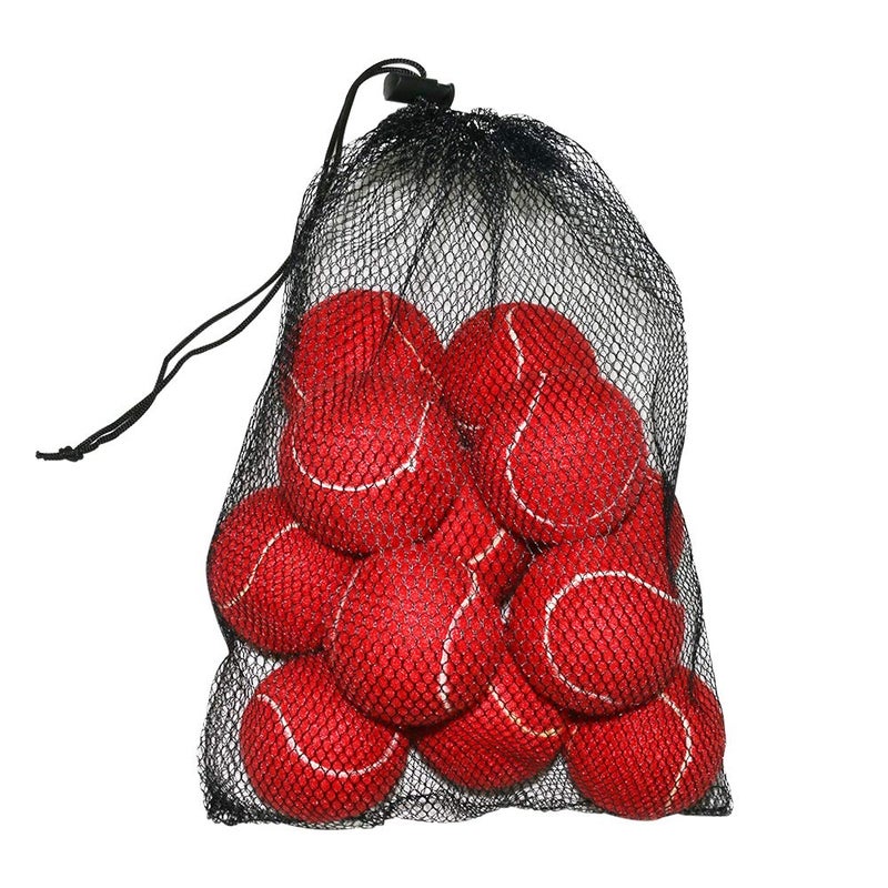 URBEST Tennis Balls, 12 Packs Training Tennis Balls Practice Balls for Novice Player, Pet Dog Playing Balls with Mesh Carry Bag (Red) - Image 1
